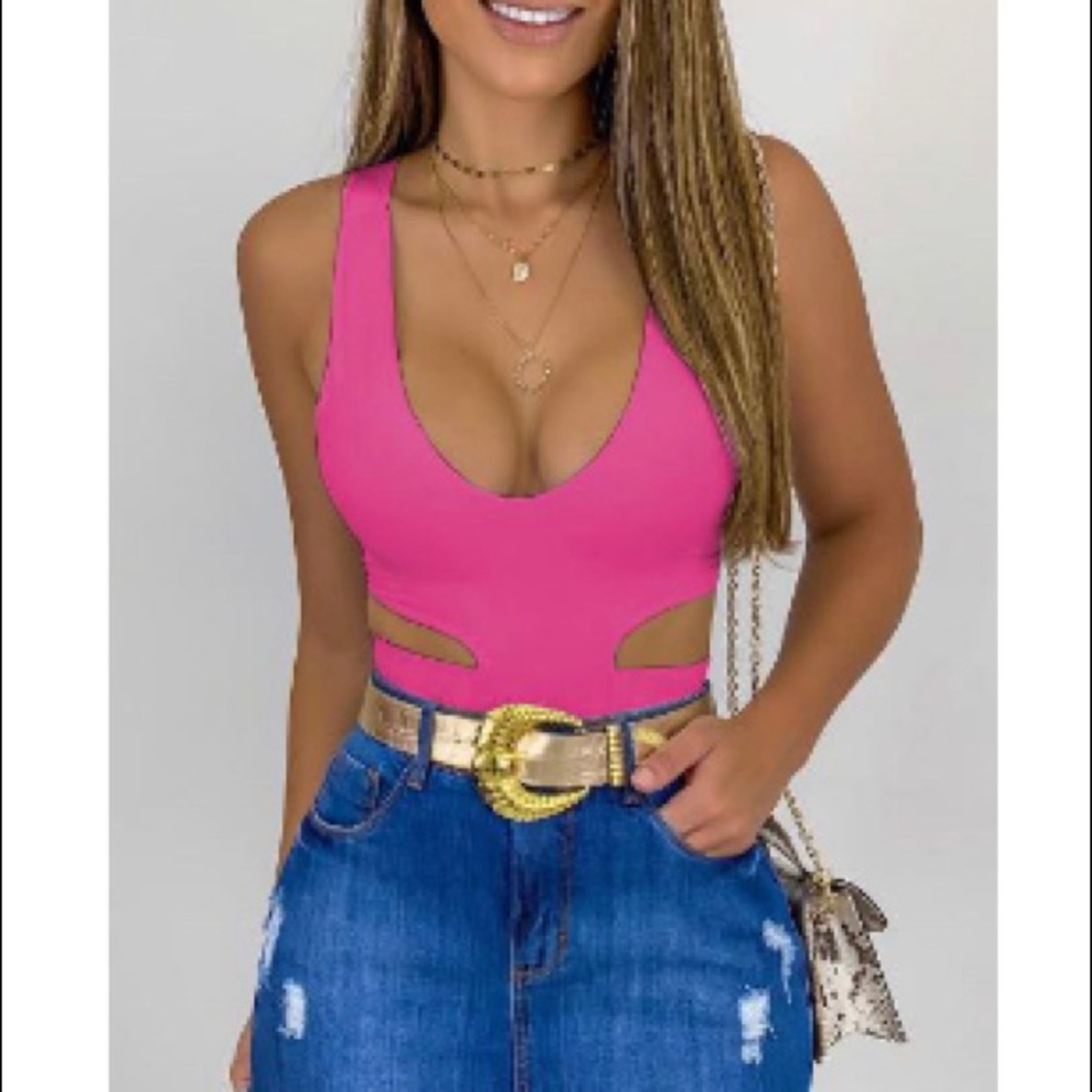 Cutout waist u-neck cutout bodysuit